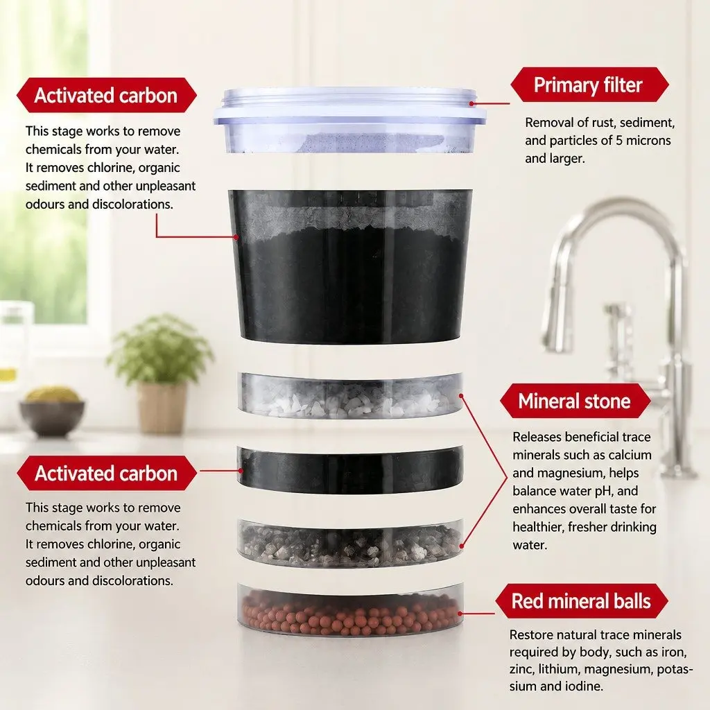 Benchtop Water Filter White 24L Gravity Multi-Stage Filtration System