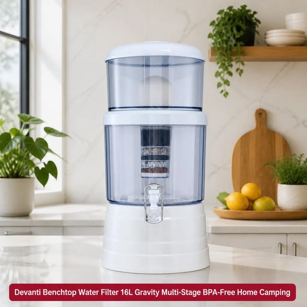 Benchtop Water Filter White 16L Gravity Multi-Stage Filtration System