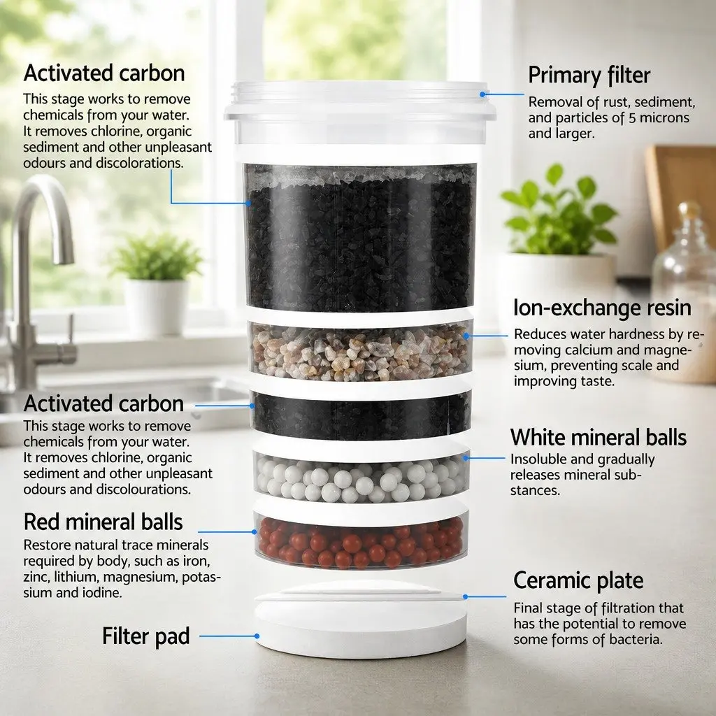 Benchtop Water Filter White 16L Gravity Multi-Stage Filtration System