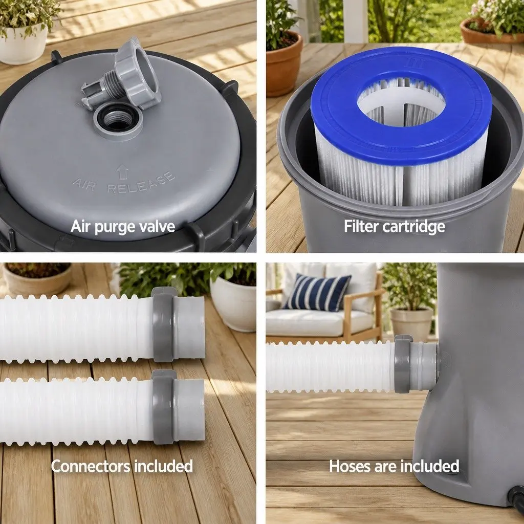 Pool Filter Pump Blue 330GPH Above-Ground Swimming Pool Cleaner System