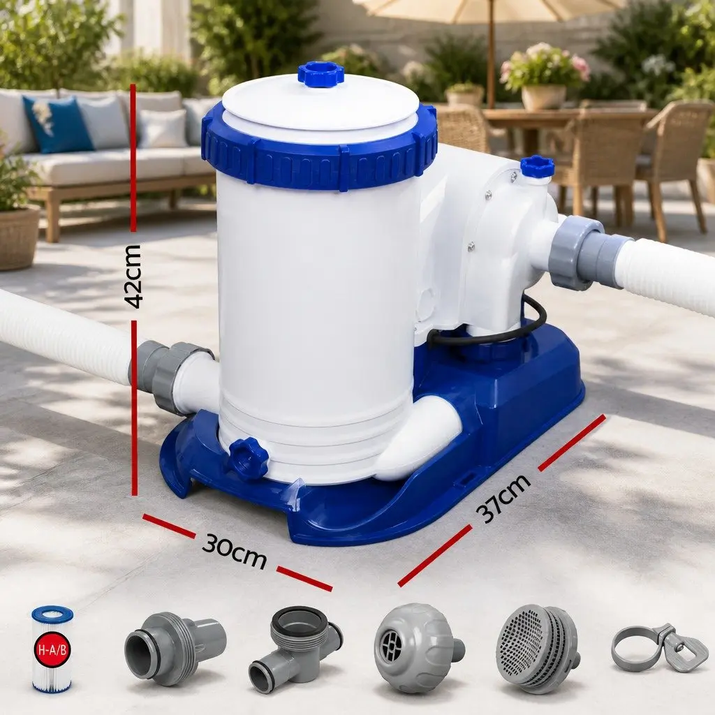 Above Ground Pool Pump 2500GPH Water Filtration System with Cartridge and Air Purge Valve for Swimming Pools