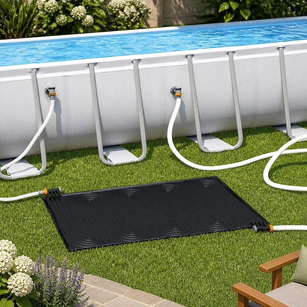 Solar Pool Heater Pad Black 110x171cm Natural Heating System Increases Water Temperature by 3-5°C using Solar Energy