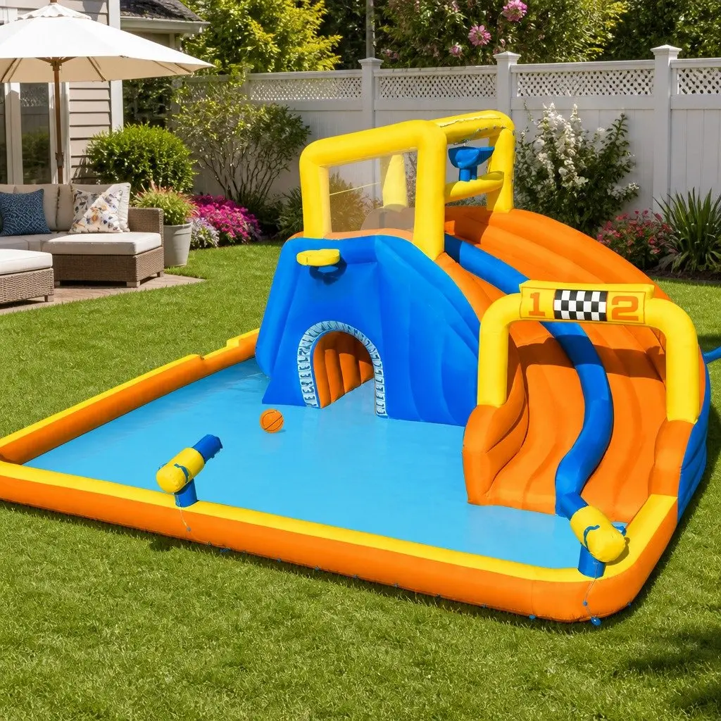 Inflatable Water Slide Park 551x502x265cm Kids Swimming Pool Play Features