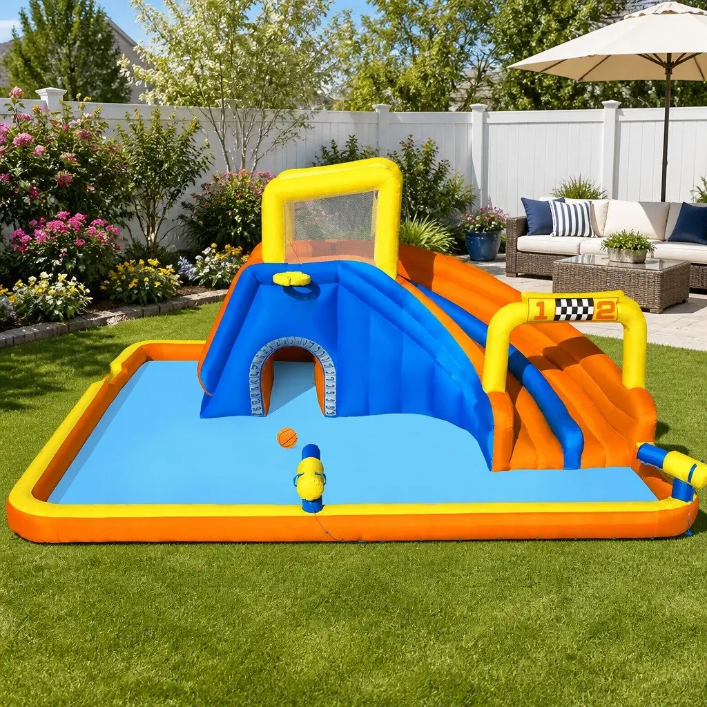 Inflatable Water Slide Park 551x502x265cm Kids Swimming Pool Play Features
