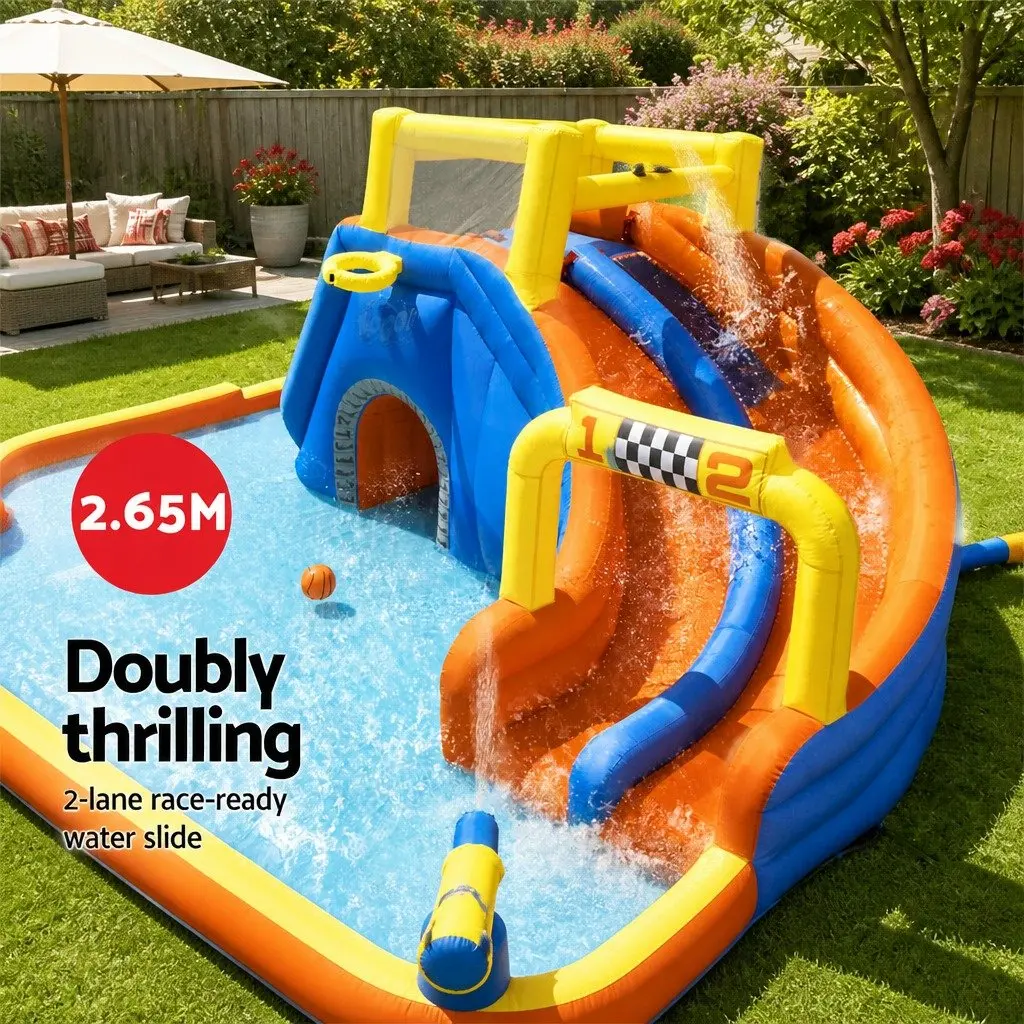Inflatable Water Slide Park 551x502x265cm Kids Swimming Pool Play Features
