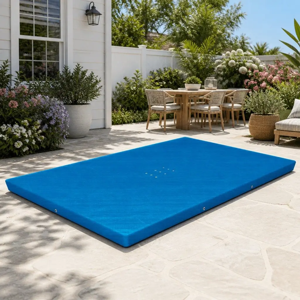 Pool Cover Multicolour 3.04m x 2.05m Protective PE with Drainage Holes and Rope Ties for Above Ground Swimming Pools
