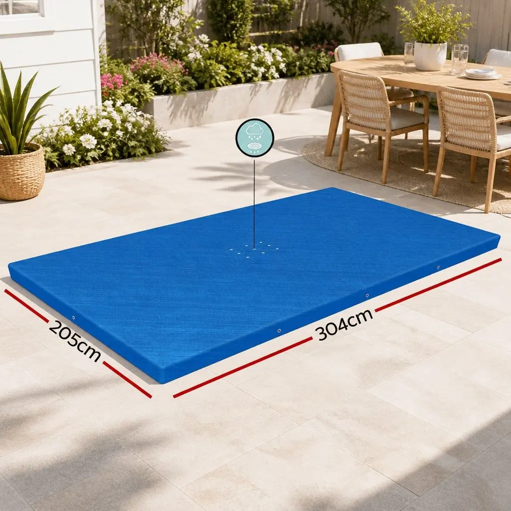 Pool Cover Multicolour 3.04m x 2.05m Protective PE with Drainage Holes and Rope Ties for Above Ground Swimming Pools
