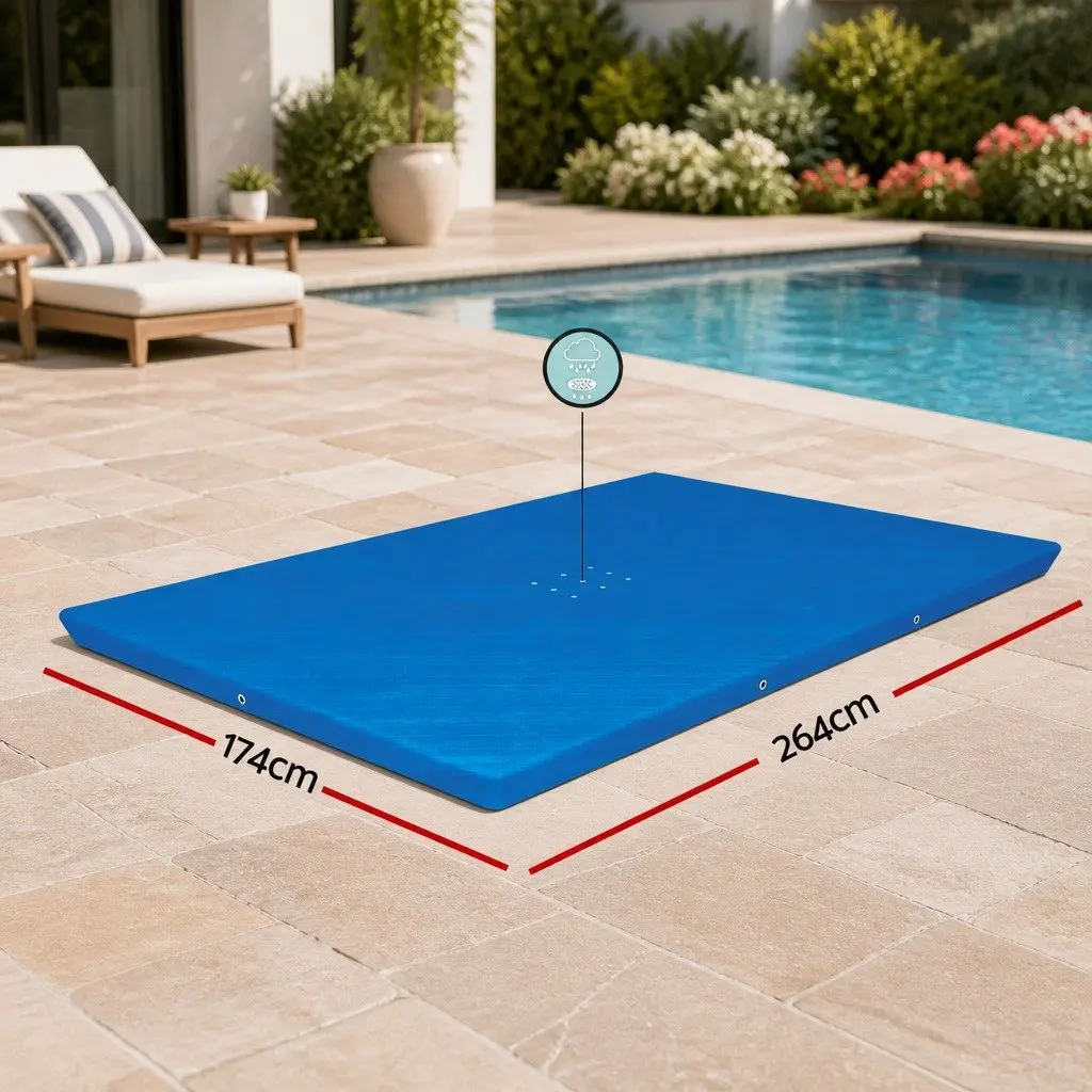 Rectangle Pool Cover Blue 264x174cm Durable PE UV Resistant with Drainage Holes