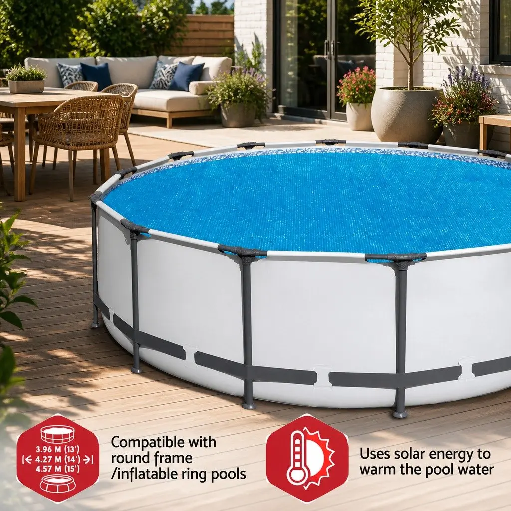 Pool Cover Multicolour 4.17m Round Above Ground Swimming Bubble Blanket