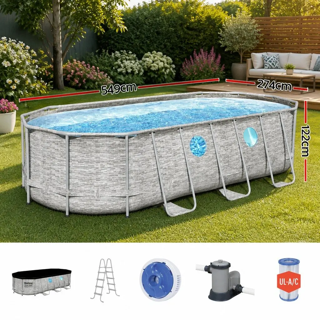 Above Ground Swimming Pool 549x274x122cm Steel Frame with Filter Pump Ladder