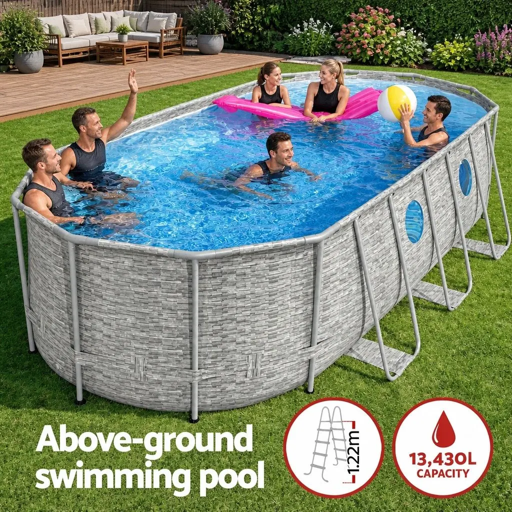 Above Ground Swimming Pool 549x274x122cm Steel Frame with Filter Pump Ladder