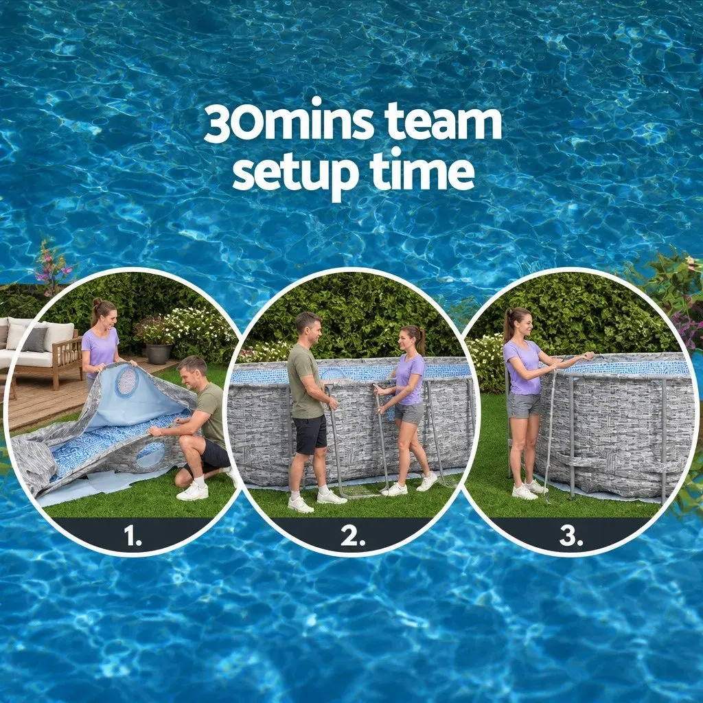 Above Ground Swimming Pool 549x274x122cm Steel Frame with Filter Pump Ladder