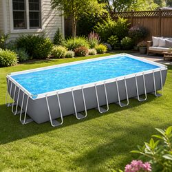 Above Ground Swimming Pool 732x366x132cm Steel Frame Outdoor Family Backyard