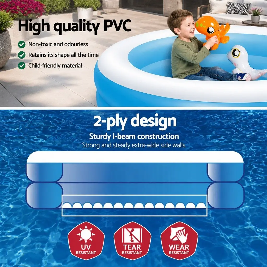Kids Above Ground Swimming Pool 262x157x46cm Inflatable Backyard Water Play 544L