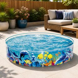 Kids Round Above Ground Rigid Swimming Pool 183cm Colorful Undersea Play Water