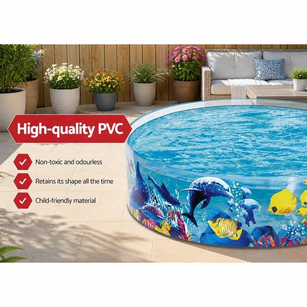 Kids Swimming Pool Colorful Undersea 183cm Rigid Easy Setup No Inflation