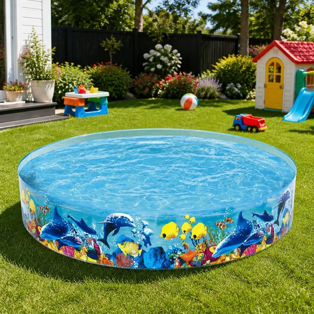 Round Above Ground Swimming Pool Colorful 244cm Rigid Easy Setup Pre-Tested PVC Vinyl