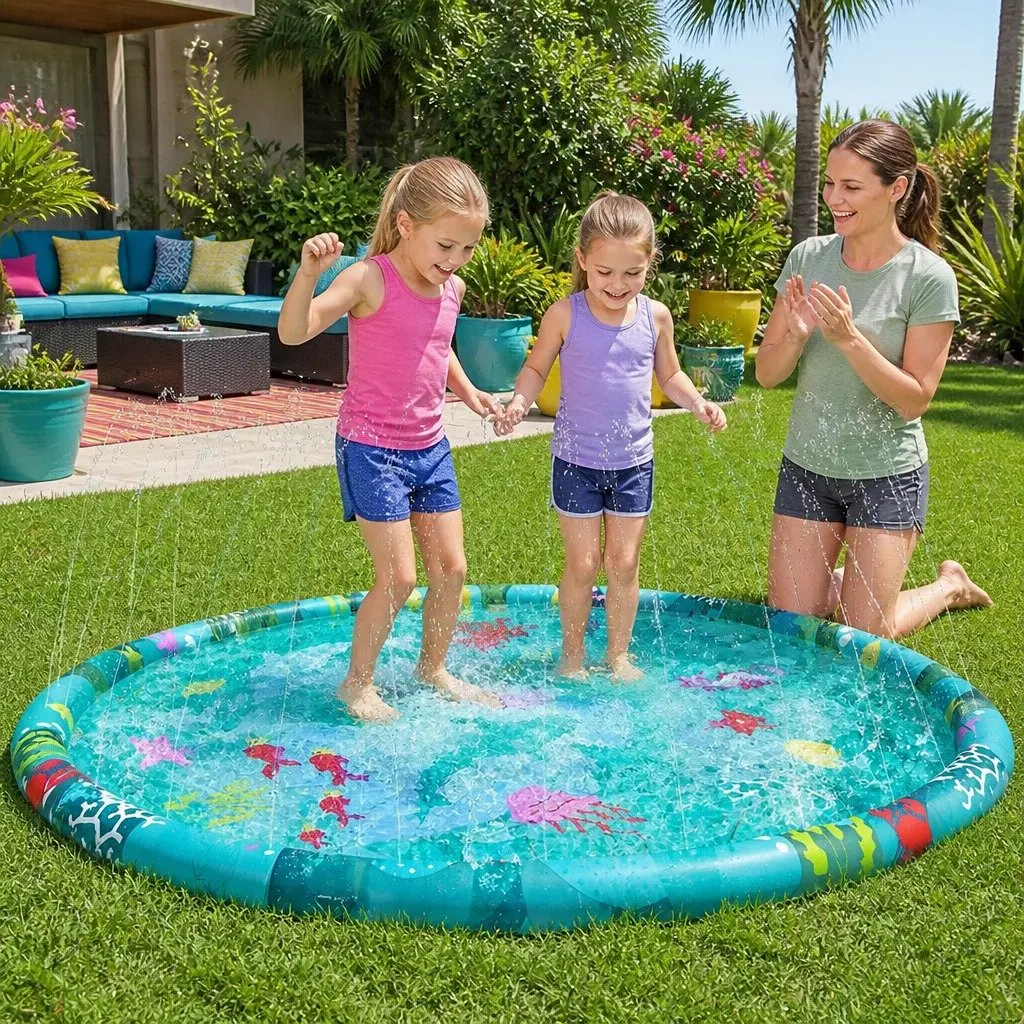 Inflatable Splash Pad Multicolour 165cm Sprinkler Water Toy