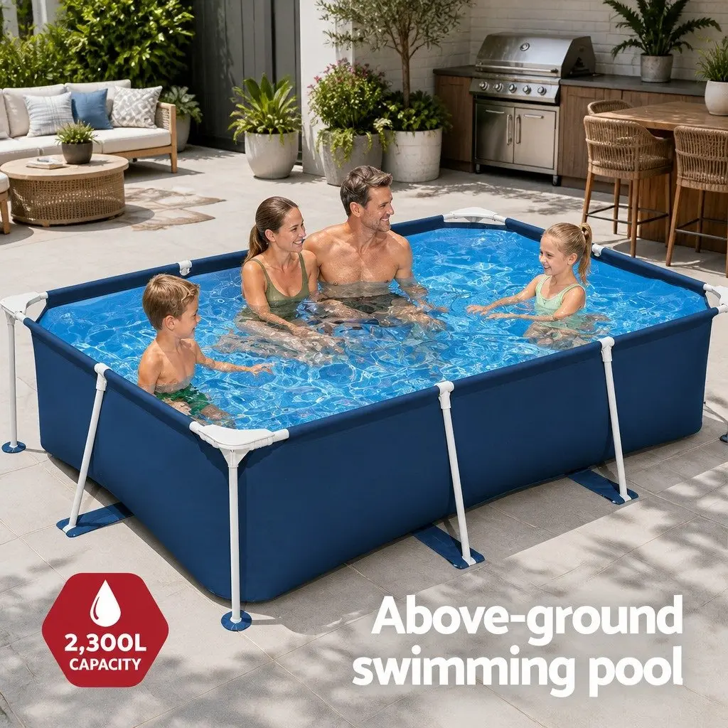 Above Ground Swimming Pool Blue 259x170x61cm Steel Frame Durable Heavy-Duty Sidewalls