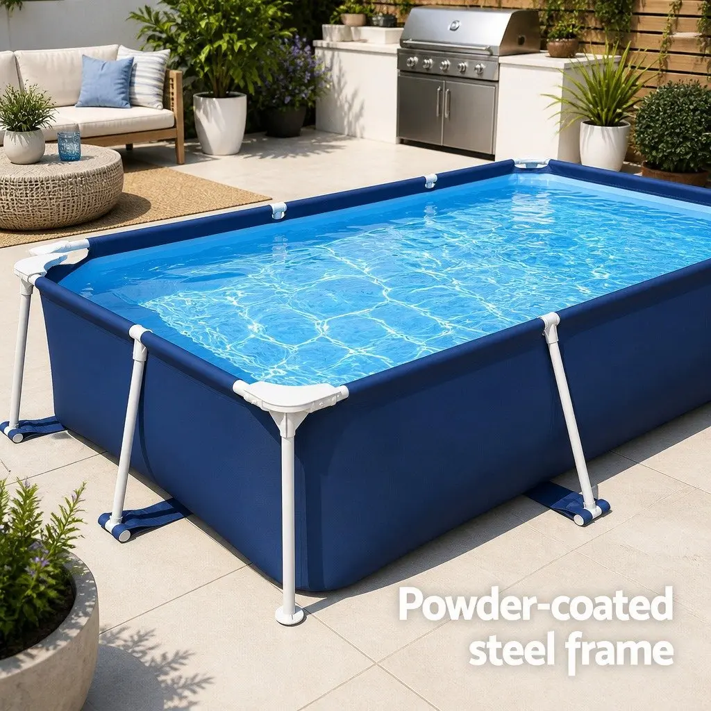 Above Ground Swimming Pool Blue 259x170x61cm Steel Frame Durable Heavy-Duty Sidewalls