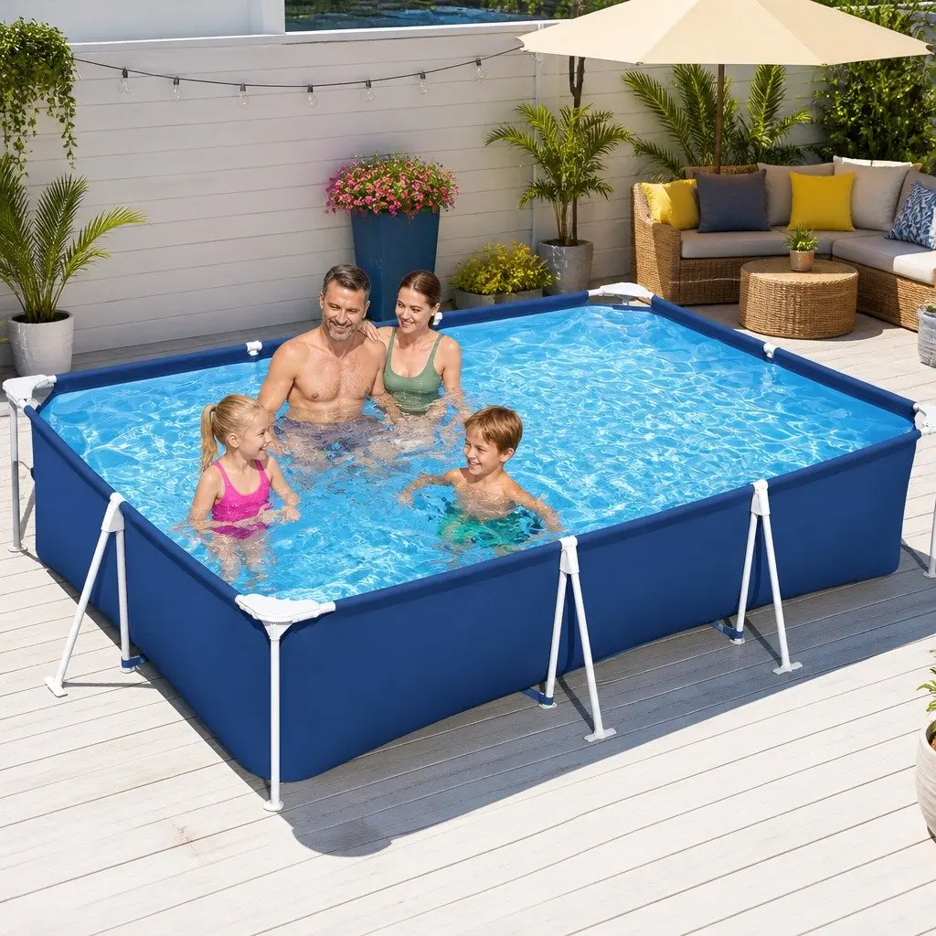 Above Ground Swimming Pool Blue 300x201x66cm Steel Frame with Filter Pump