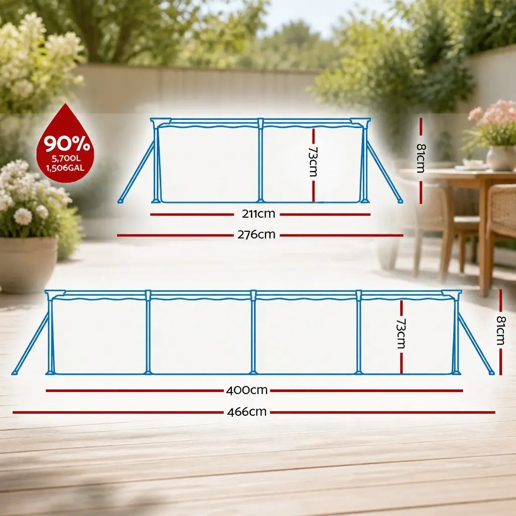 Above Ground Swimming Pool Blue 400x211x81cm Steel Frame with Filter Pump