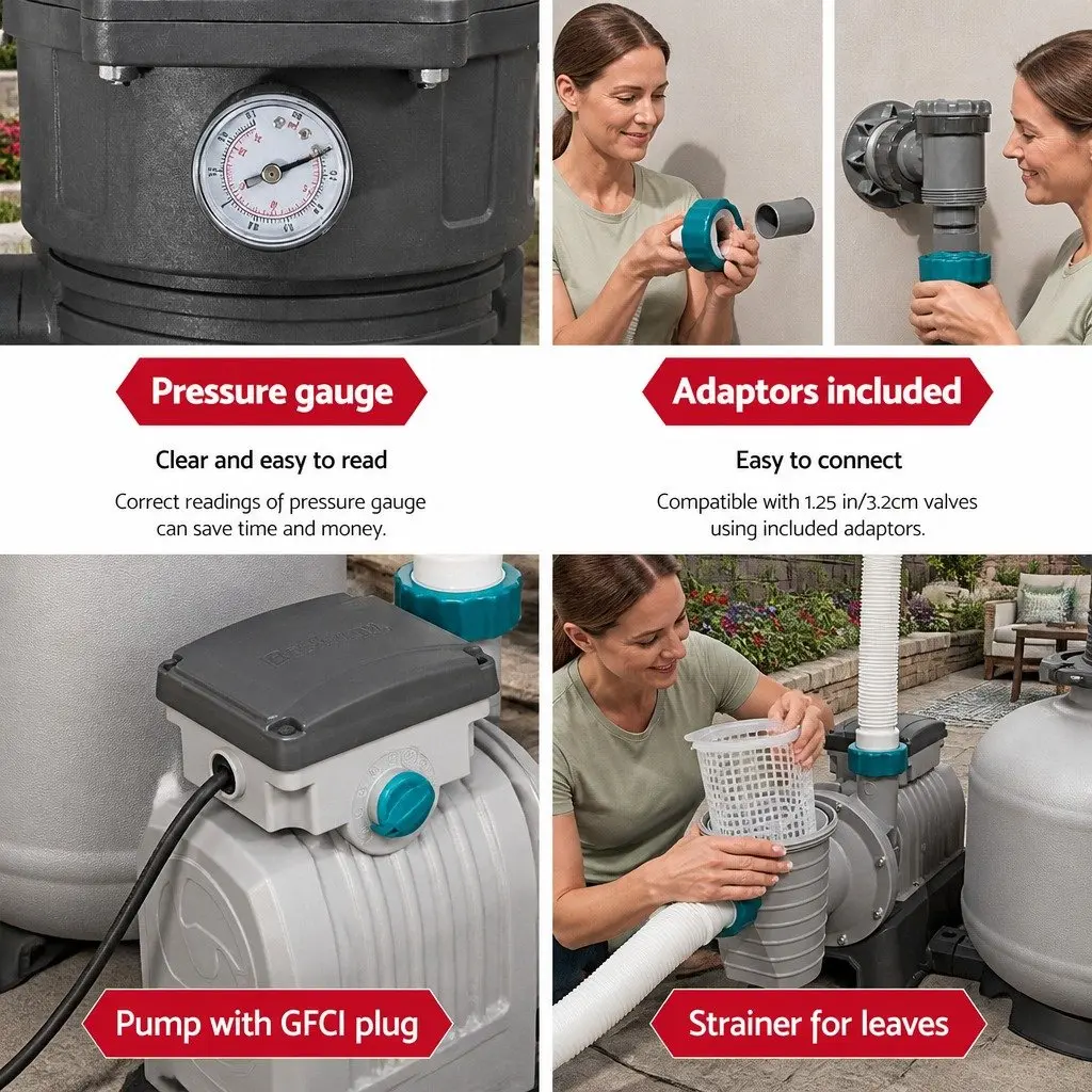 Sand Filter Pool Pump Corrosion-Proof 11355L/H Above Ground Water Filtration System