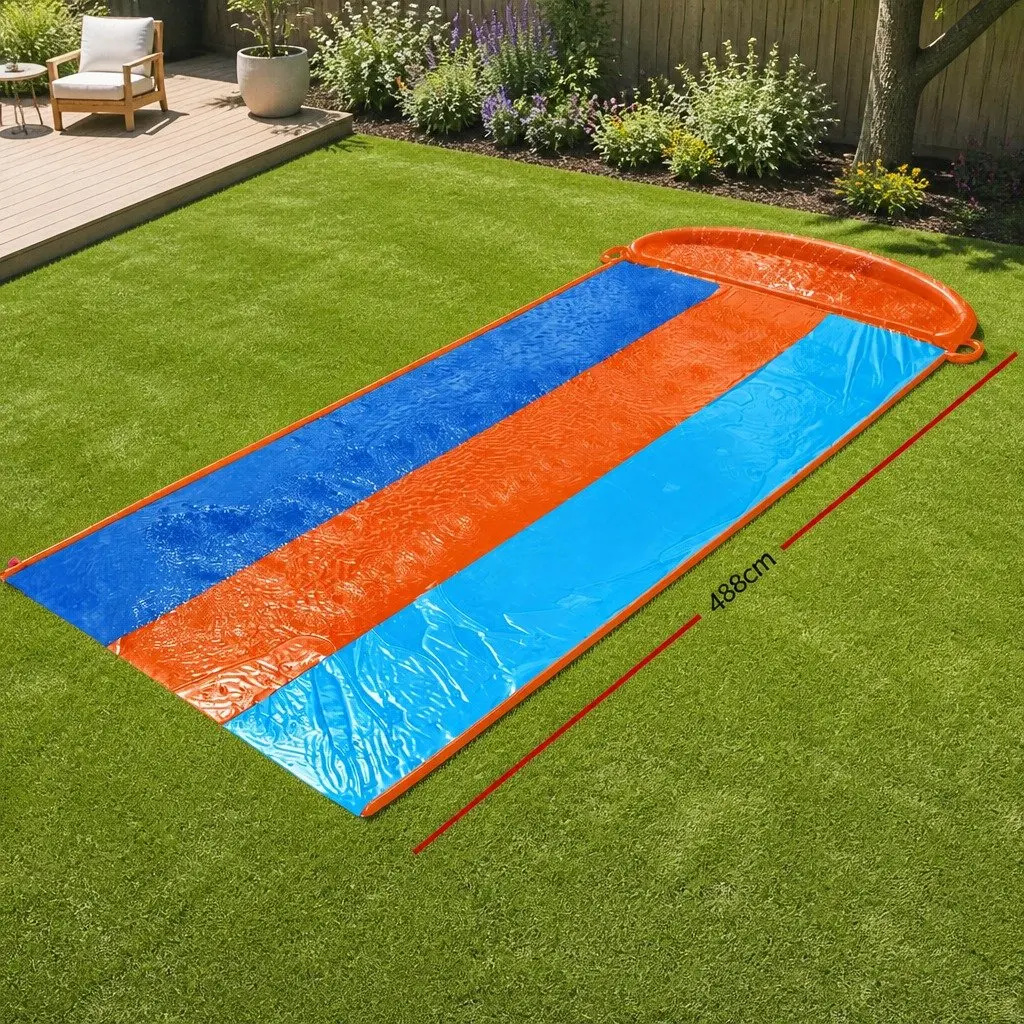 Inflatable Water Slide Orange 4.88m Triple Lanes Kids Backyard Pool Toy