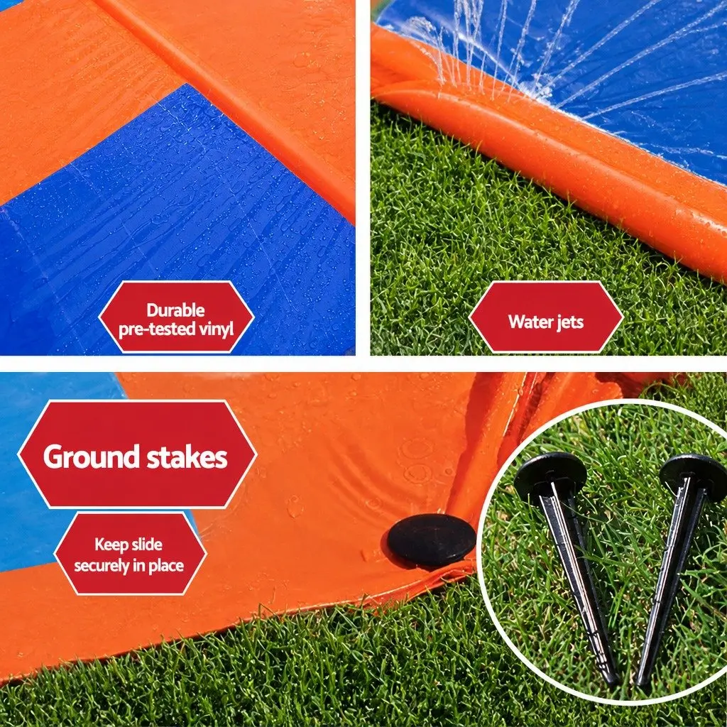 Inflatable Water Slide Orange 4.88m Triple Lanes Kids Backyard Pool Toy