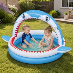 Compact Sharktastic Sprinkler Play Pool for Active Kids