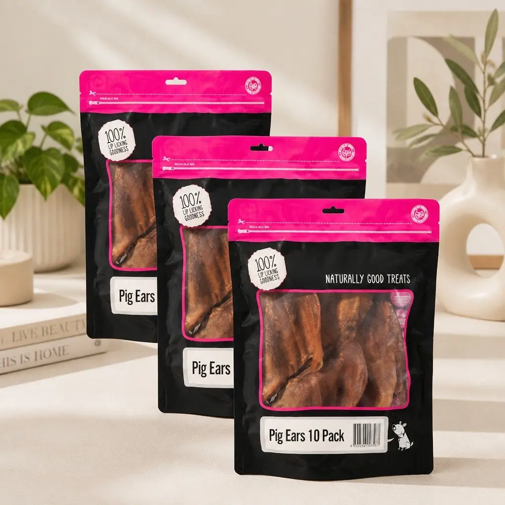 Pig Ear Dog Treats 30pk (3x10pk) Natural Dog Chews Dental Chew Snack