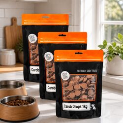 Carob Buttons Dog Treats 1kg x 3 Pack Natural All-Purpose Canine Reward Biscuits