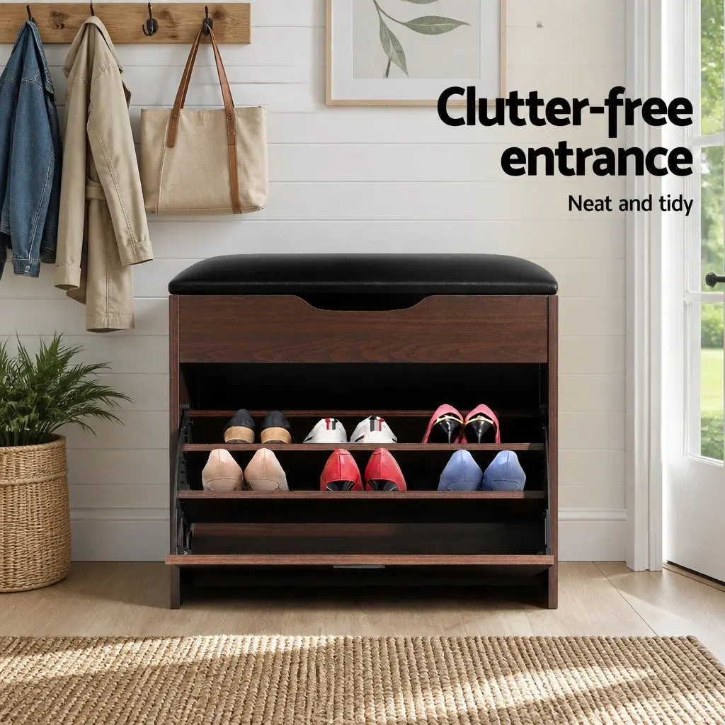 Shoe Bench with Lift-Up Seat Flip Drawer Storage Cabinet Entryway Organiser Set