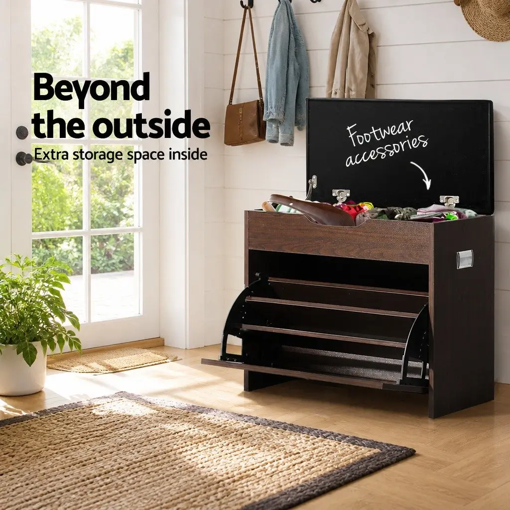 Shoe Bench with Lift-Up Seat Flip Drawer Storage Cabinet Entryway Organiser Set