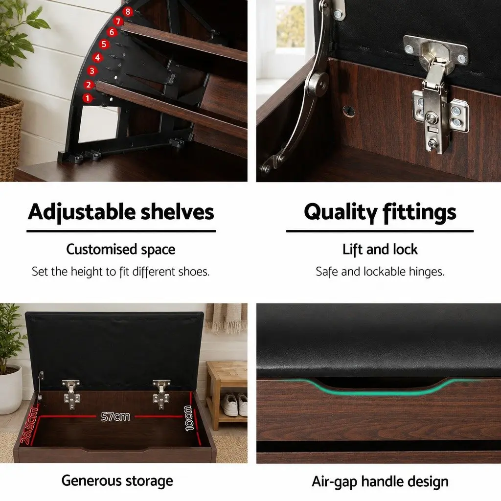 Shoe Bench with Lift-Up Seat Flip Drawer Storage Cabinet Entryway Organiser Set