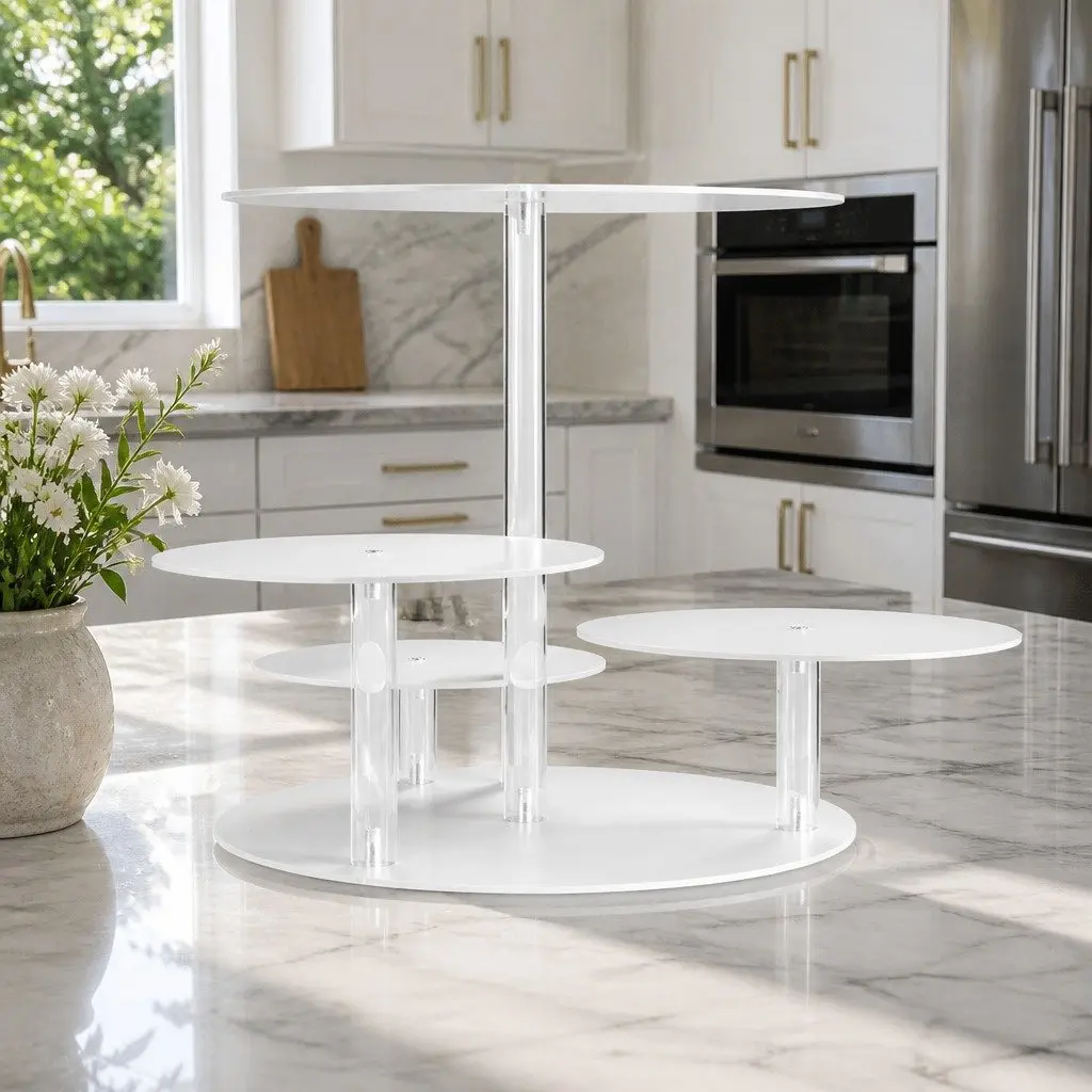 5 Tier Cake Stand Clear Acrylic Round Detachable Layers Display for Wedding Party Event