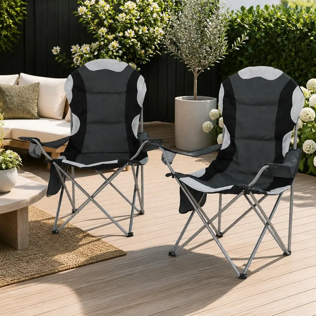 Camping Chair Set, Grey, 2 Pack