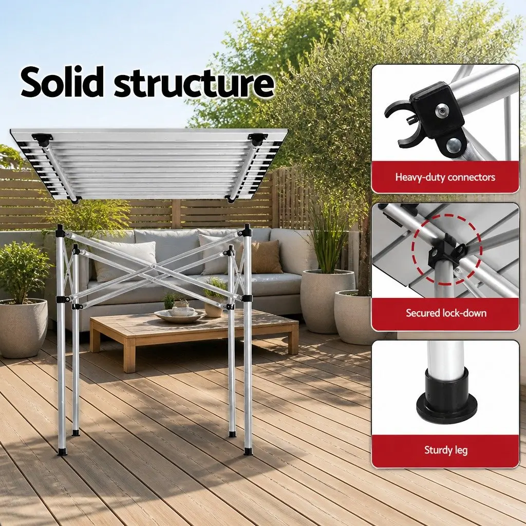Folding Camping Table Silver 70CM Roll Up Portable Aluminium Outdoor Picnic BBQ