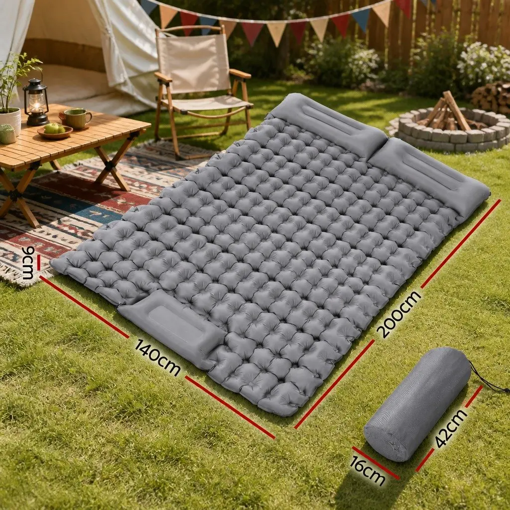 Self Inflating Camping Mattress Green Blue Double 9cm Thickness Quick Self-Inflation