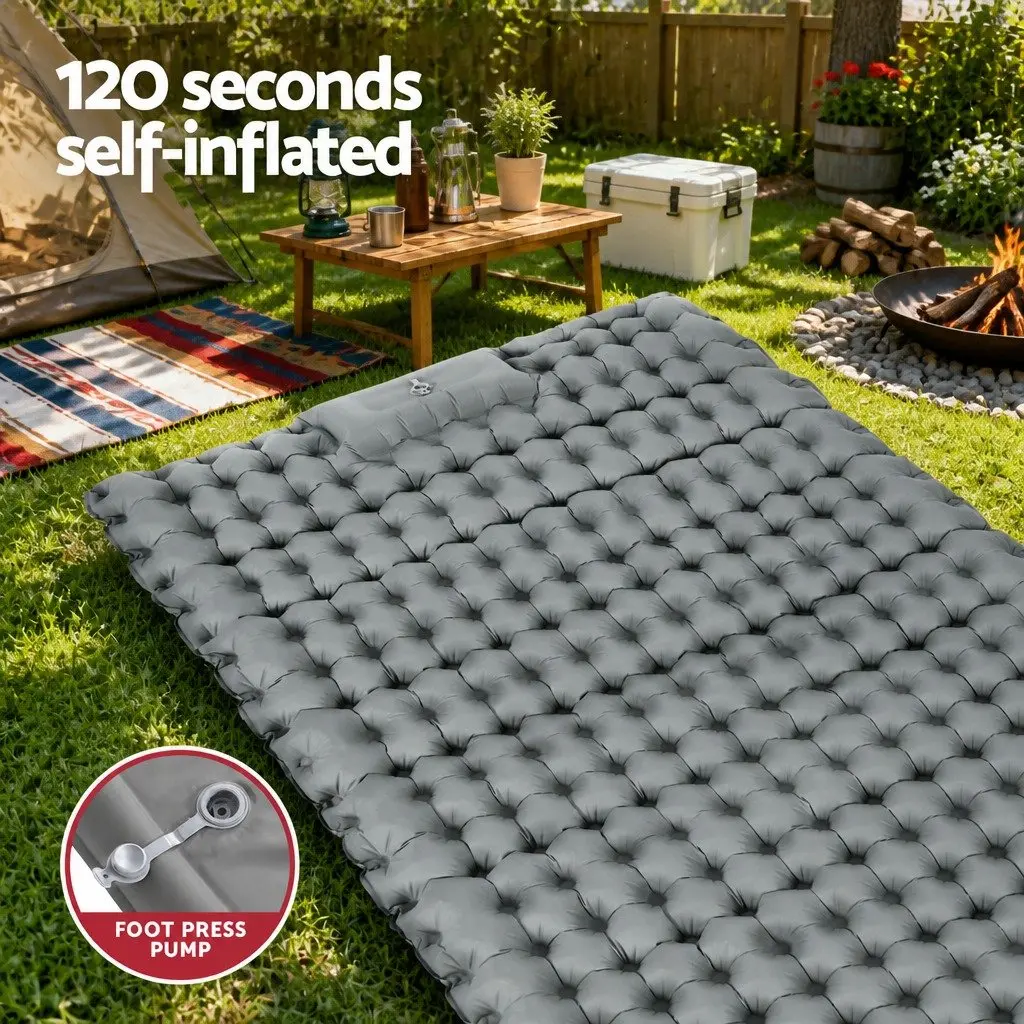 Self Inflating Camping Mattress Green Blue Double 9cm Thickness Quick Self-Inflation