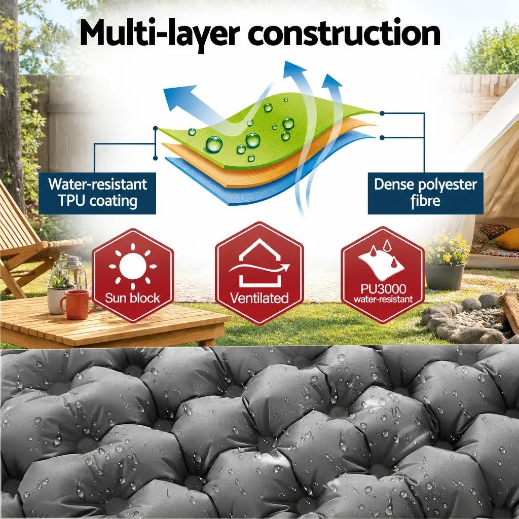 Self Inflating Camping Mattress Green Blue Double 9cm Thickness Quick Self-Inflation