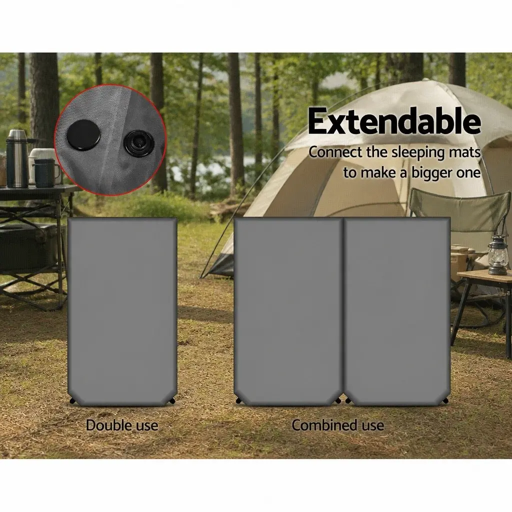Self Inflating Camping Mattress Grey Double Sleeping Mat Air Bed Outdoor