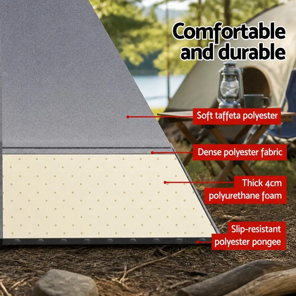 Self Inflating Camping Mattress Grey Double Sleeping Mat Air Bed Outdoor