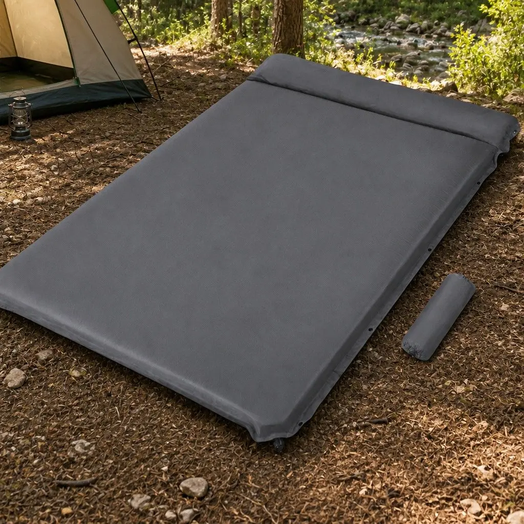 Self Inflating Camping Mattress Grey Double Sleeping Mat Air Bed Outdoor