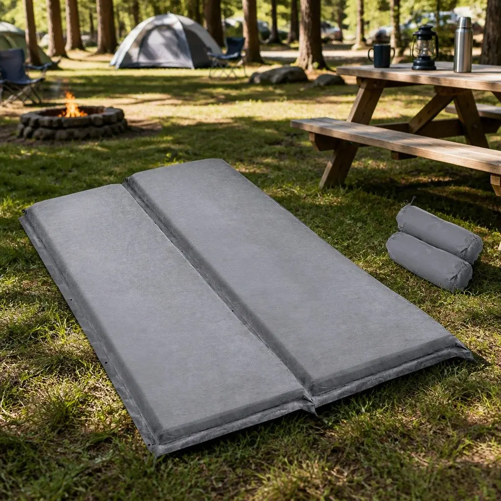 Self Inflating Mattress for Outdoor Use Grey 187x132cm