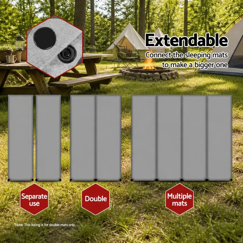 Self Inflating Mattress Grey 187x132cm Water Resistant Camping Sleeping Mat