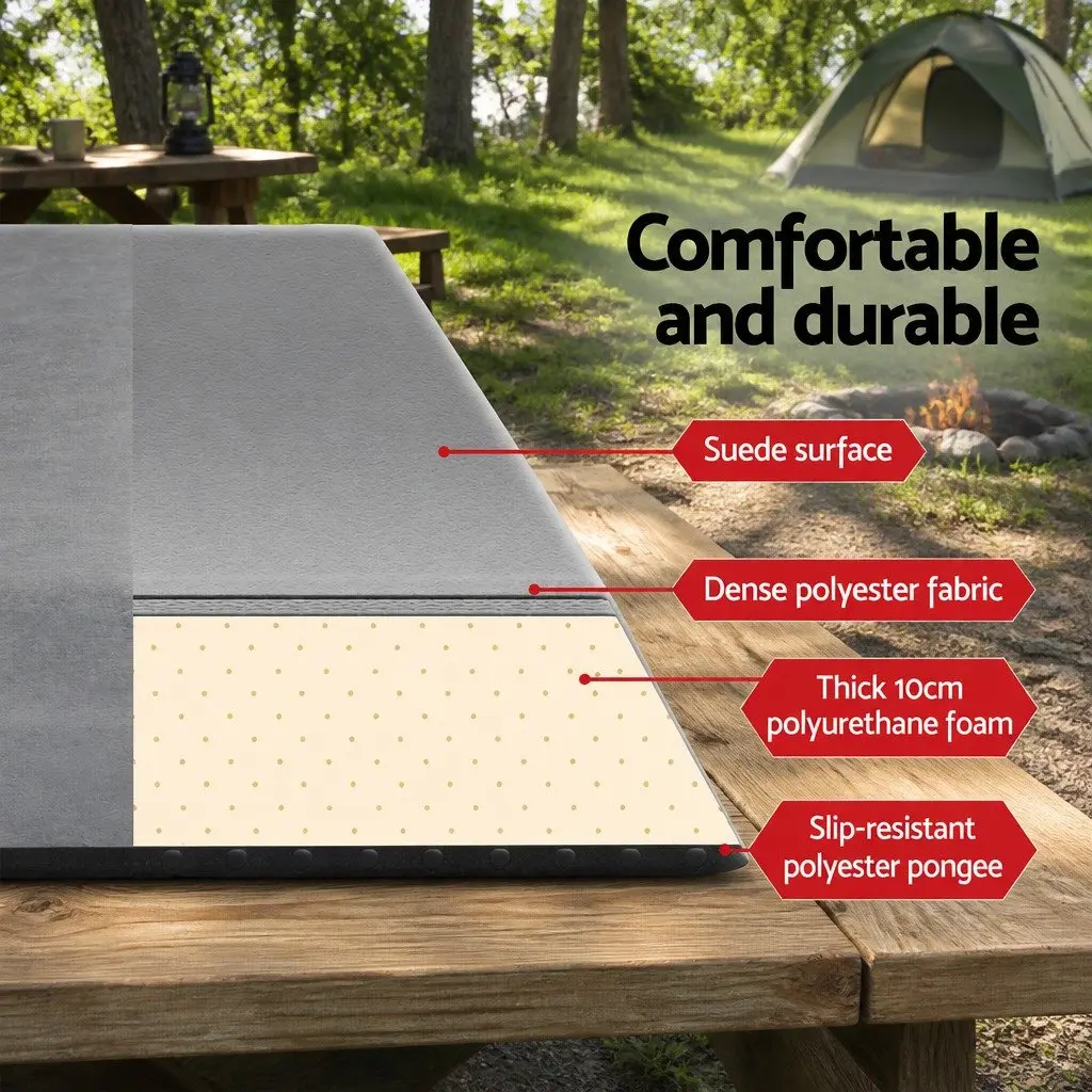Self Inflating Mattress Grey 187x132cm Water Resistant Camping Sleeping Mat