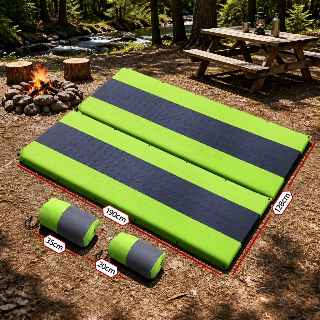 Self Inflating Mattress Green 190cm Double Camping Sleeping Mat Water Resistant