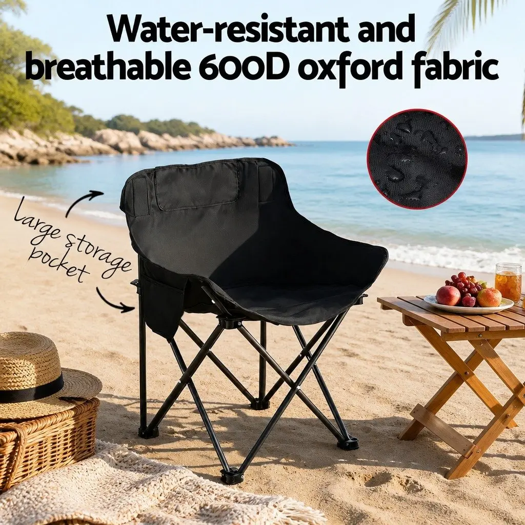 3 Piece Camping Table Chair Set Black Folding Portable Outdoor Furniture