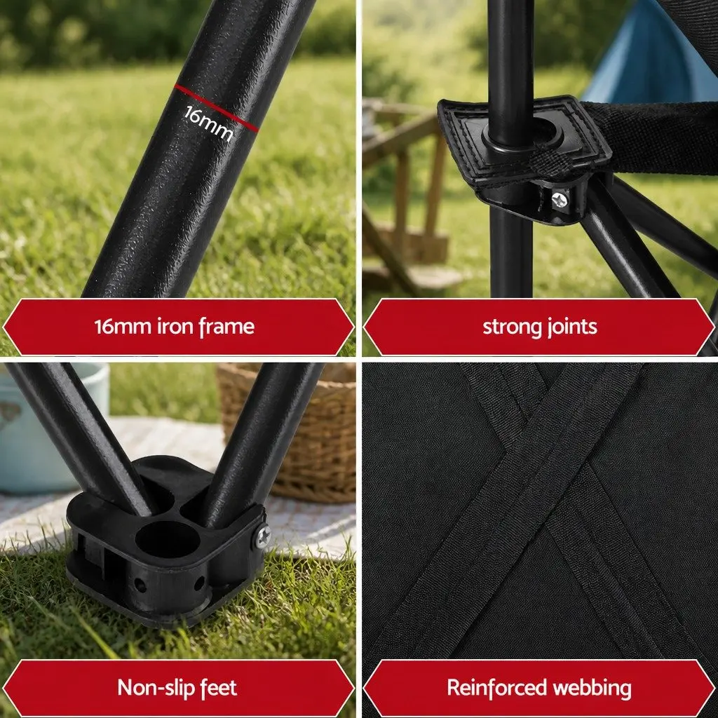 Camping Table Chair Set Black 3 Piece Portable Folding Lightweight Outdoor Picnic